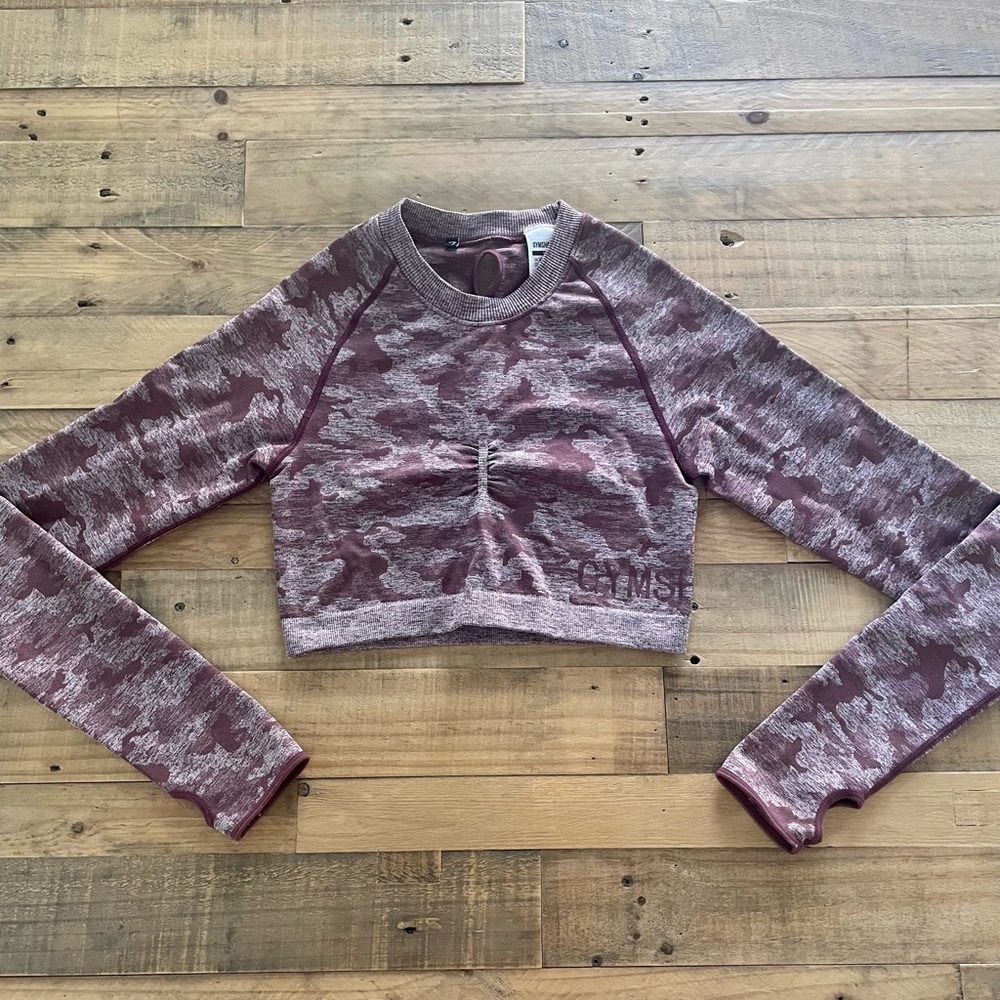 Gymshark Seamless Camo Cropped Shirt M